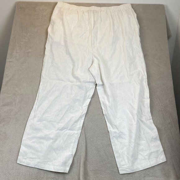 Jessica London Womens Pants 26W White Linen-Blend Wide Leg Casual Pull On Summer - Picture 10 of 10